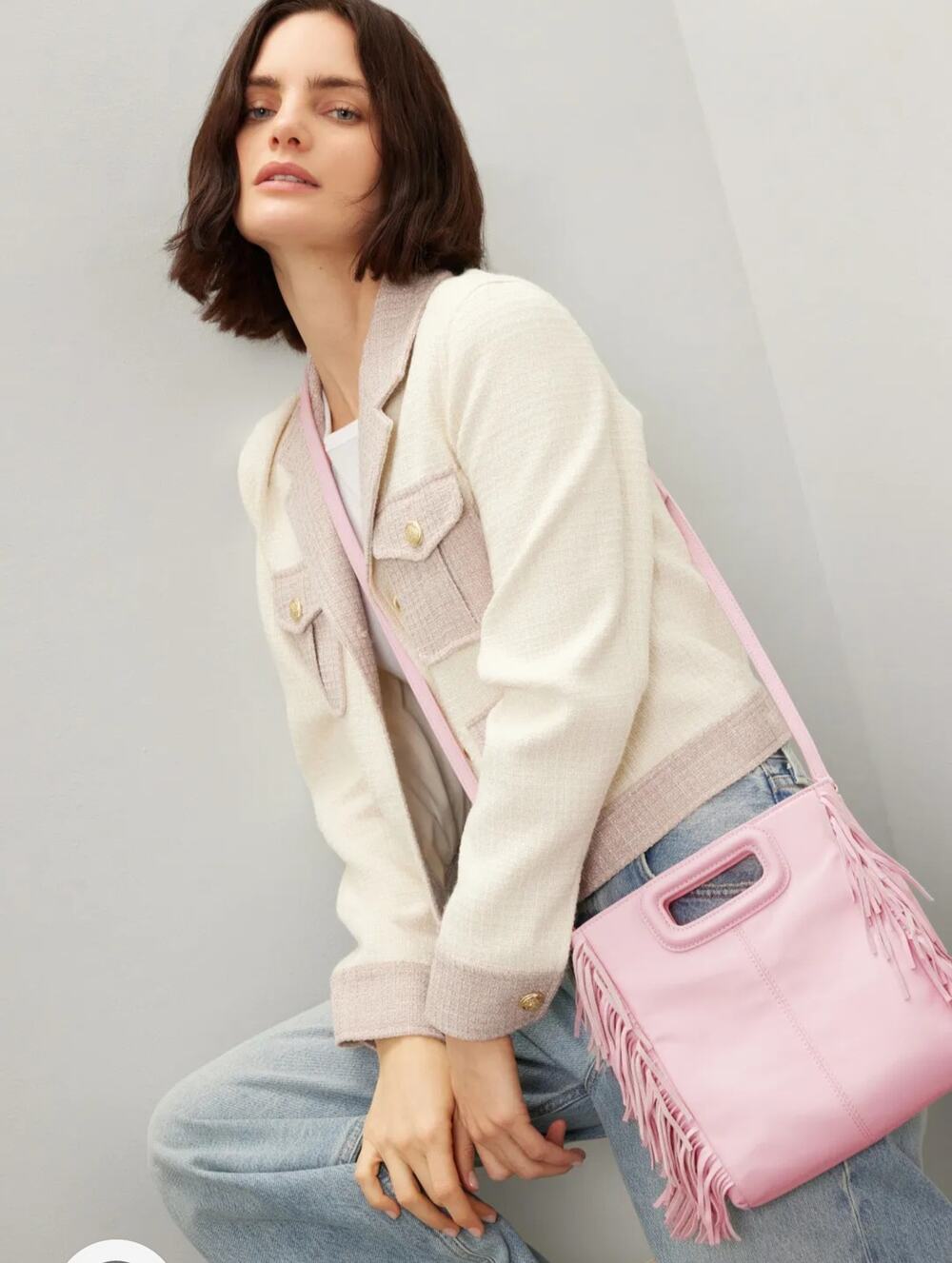 Maje Pink Smooth Leather M Bag Women Bags